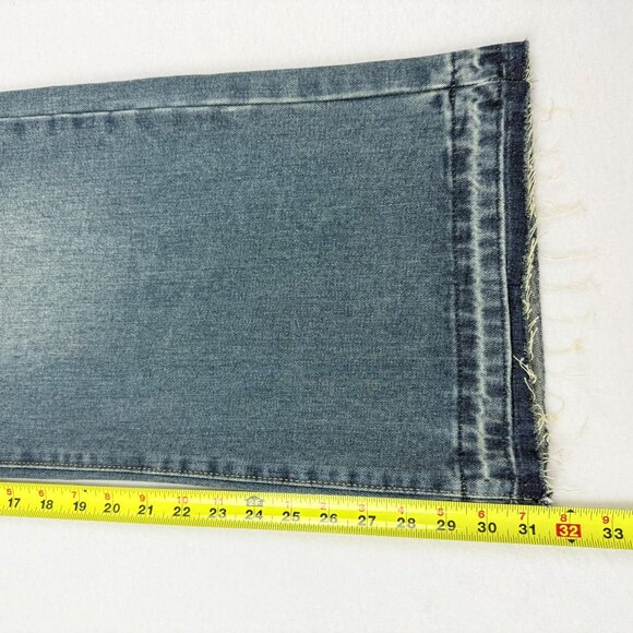 Cali 1850 Women's Wide-Leg Raw Hem Grommet Blue Denim Jeans Size 7/28 NWT - Picture 10 of 11